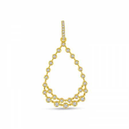 14K Yellow Gold Bubble Teardrop Diamond Pendant