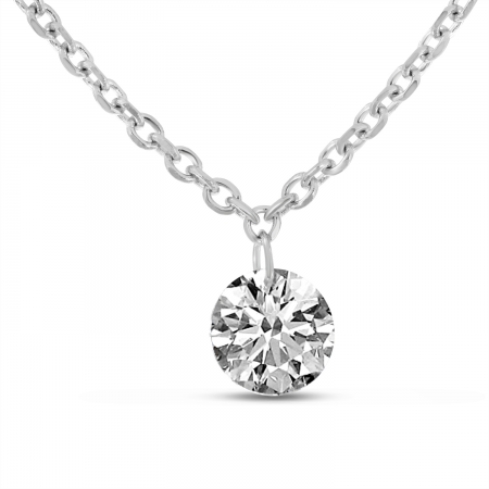 14K White Gold .30 Single Dashing Diamond Necklace