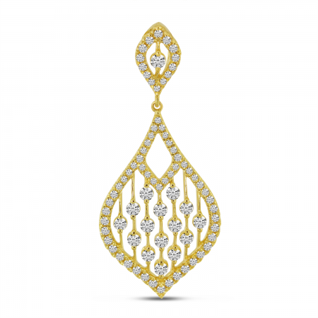 14K Yellow Gold Diamond Station Teardrop Fashion Pendant