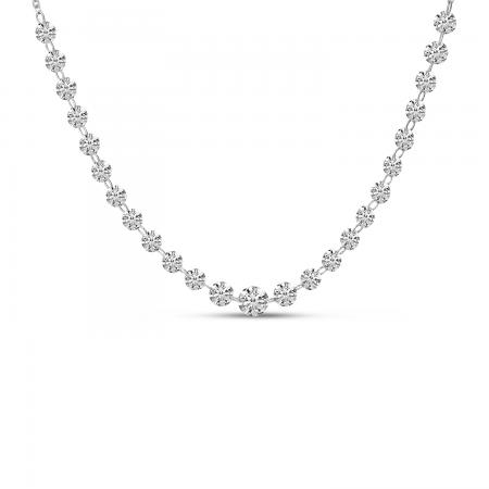 14K White Gold Dashing Diamond Graduated Necklace