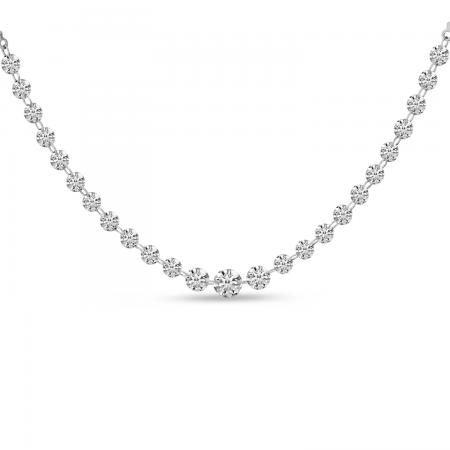 14K White Gold Dashing Diamond Graduated Necklace