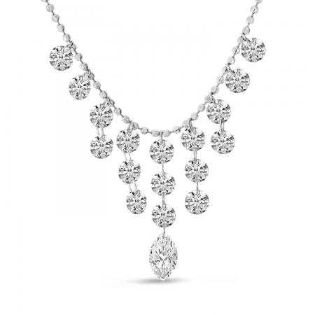 14K White Gold Dashing Diamond Cleopatra Necklace