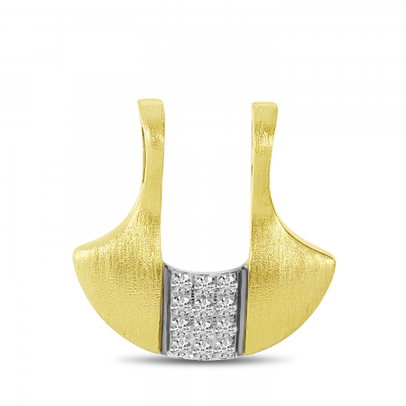 14K Yellow Gold Diamond Black Brushed Pendant