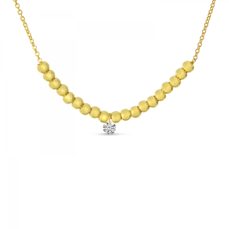 14K Yellow Gold Dashing Diamond Beaded Necklace