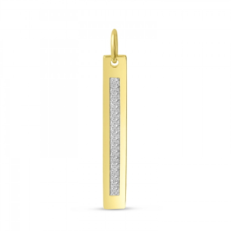 14K Yellow Gold Diamond Vertical Bar Pendant
