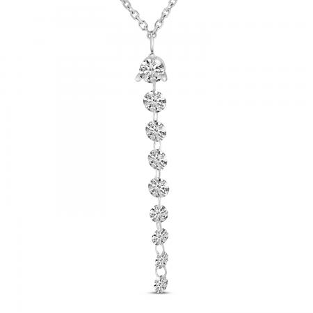 14K White Gold Dashing Diamonds Graduated Necklace