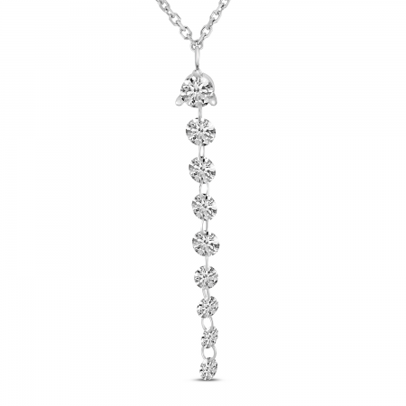 14K White Gold Dashing Diamond Graduated Necklace