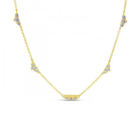 14K Yellow Gold 5 Station 18 inch Diamond Necklace