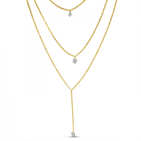 14K Dashing Diamond Triple Lariat Necklace