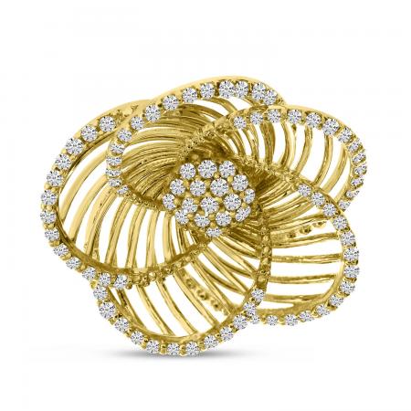 14K Yellow Gold Diamond Lightweight Floral Pendant