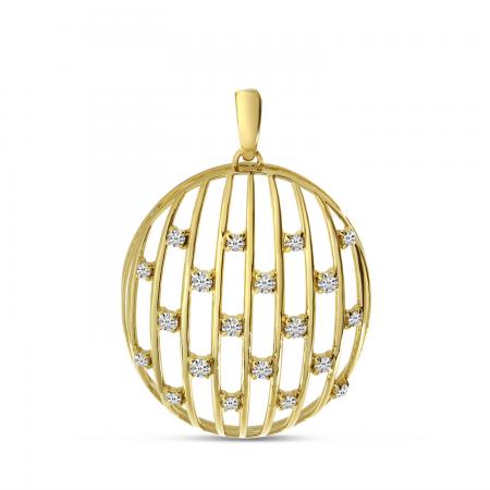 14K Yellow Gold Diamond Lightweight  Puff Pendant