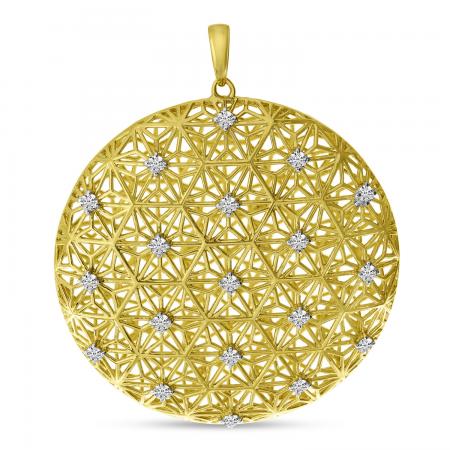 14K Yellow Gold Diamond Lightweight Filigree Pendant