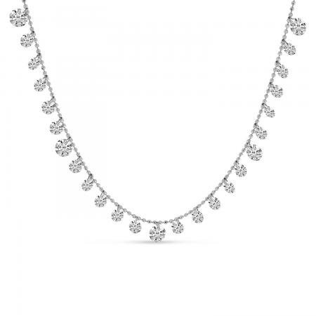 14K White Gold Dashing Diamonds Half Cleopatra 18 inch Necklace