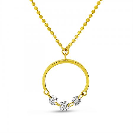 14K Yellow Gold Dashing Diamond Half Circle Necklace
