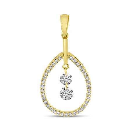 14K Yellow Gold Dashing Diamond Pear Shape Diamond Pendant