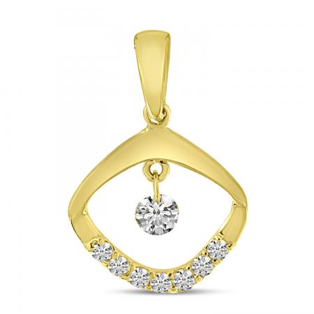 14K Yellow Gold Dashing Diamond Cushion Shape Diamond Pendant