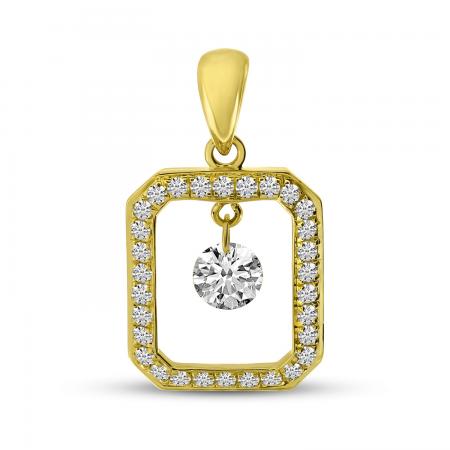 14K Yellow Gold Dashing Diamond Portrait Pendant