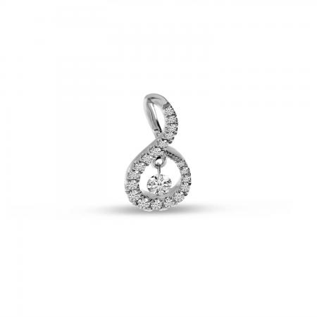 14K White Gold Dashing Diamond Diamond Swirl Pendant