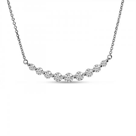 14K White Gold Graduated Diamond Shared Prong Necklace