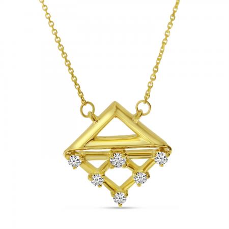 14K Yellow Gold Diamond Triangle Necklace