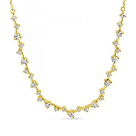 14K Yellow Gold Scattered Diamond Necklace