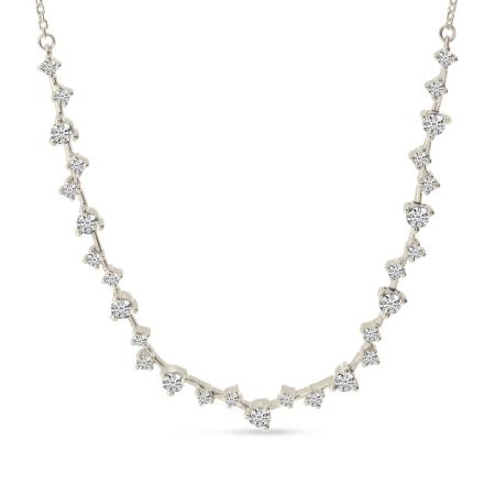 14K White Gold Scattered Diamond Necklace