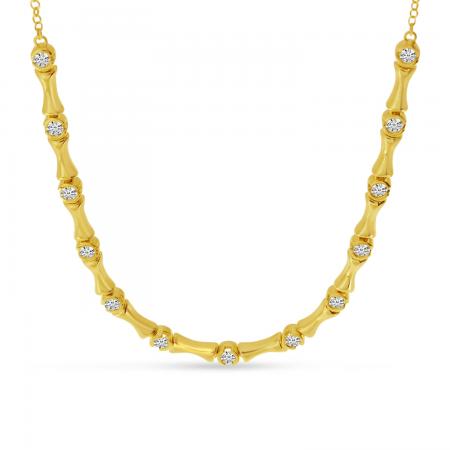 14K Yellow Gold Diamond Bar Necklace