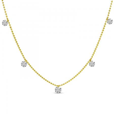 14K Yellow Gold Diamond Dashing Diamond 18 inch Necklace