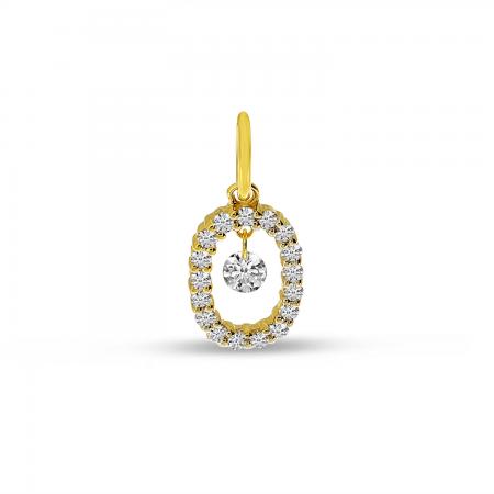 14K Yellow Gold Dashing Diamond Oval Pendant