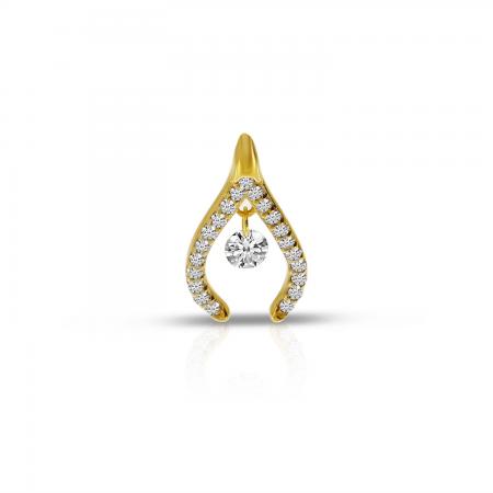 14K Yellow Gold Dashing Diamond Wishbone Pendant