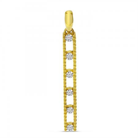 14K Yellow Gold Diamond Scattered Bar Pendant