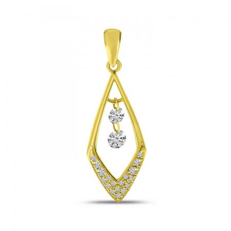 14K Yellow Gold Dashing Diamond Geometric Pendant