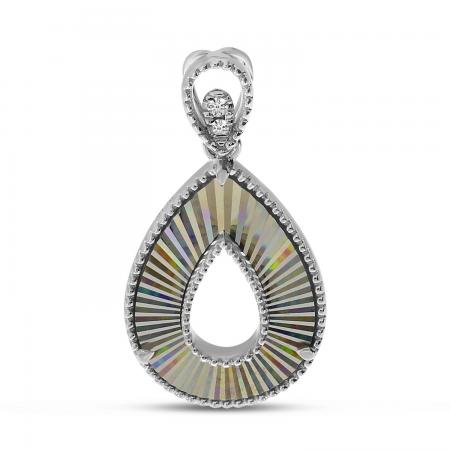 14K White Gold Diamond Fluted Pear Pendant