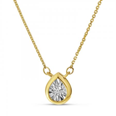 14K Yellow Gold Pear Illusion Diamond Necklace