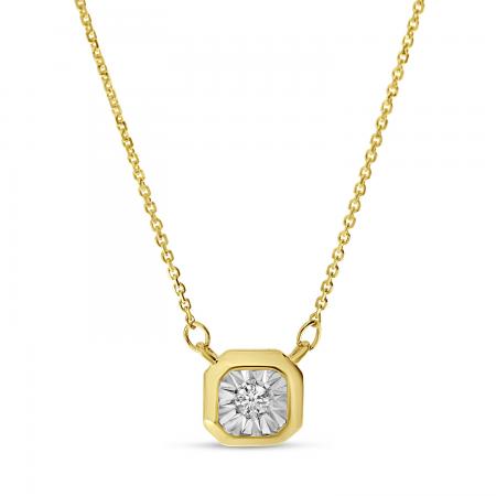 14K Yellow Gold Octagon Illusion Diamond Necklace