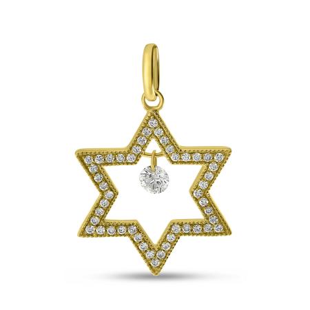 14K Yellow Gold Dashing Diamond Star Pendant