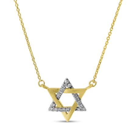 14K Yellow Gold Petite Diamond Star Necklace