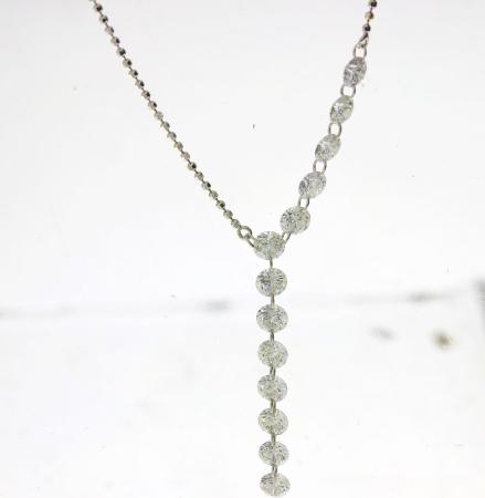 14K White Gold Dashing Diamond Asymmetrical Lariat Necklace