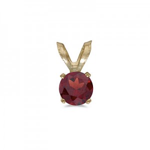 14k Yellow Gold Round Garnet Pendant