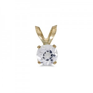 14k Yellow Gold Round White Topaz Pendant