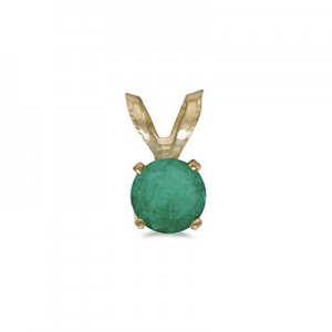 14k Yellow Gold Round Emerald Pendant