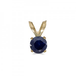 14k Yellow Gold Round Sapphire Pendant