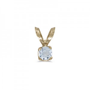 14k Yellow Gold Round Aquamarine Pendant