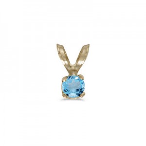 14k Yellow Gold Round Blue Topaz Pendant