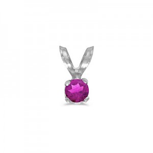 14k White Gold Round Pink Topaz Pendant