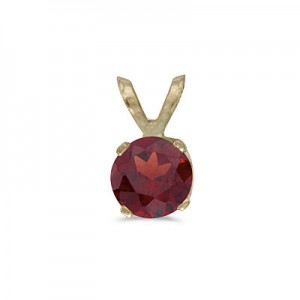 14k Yellow Gold Round Garnet Pendant