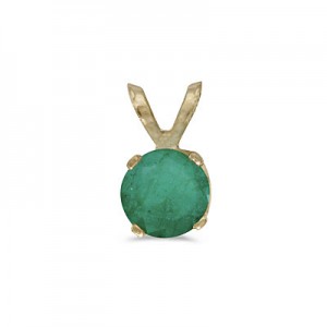 14k Yellow Gold Round Emerald Pendant