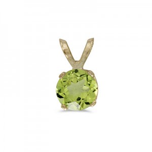 14k Yellow Gold Round Peridot Pendant