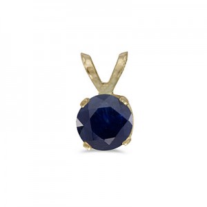 14k Yellow Gold Round Sapphire Pendant