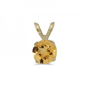 14k Yellow Gold Round Citrine Pendant